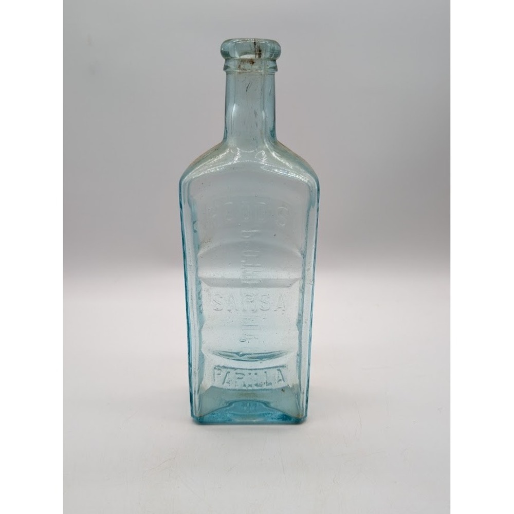 Antique C.I. Hoods Sarsaparilla Bottle 9" Apothecary Blown Glass Lowell Mass